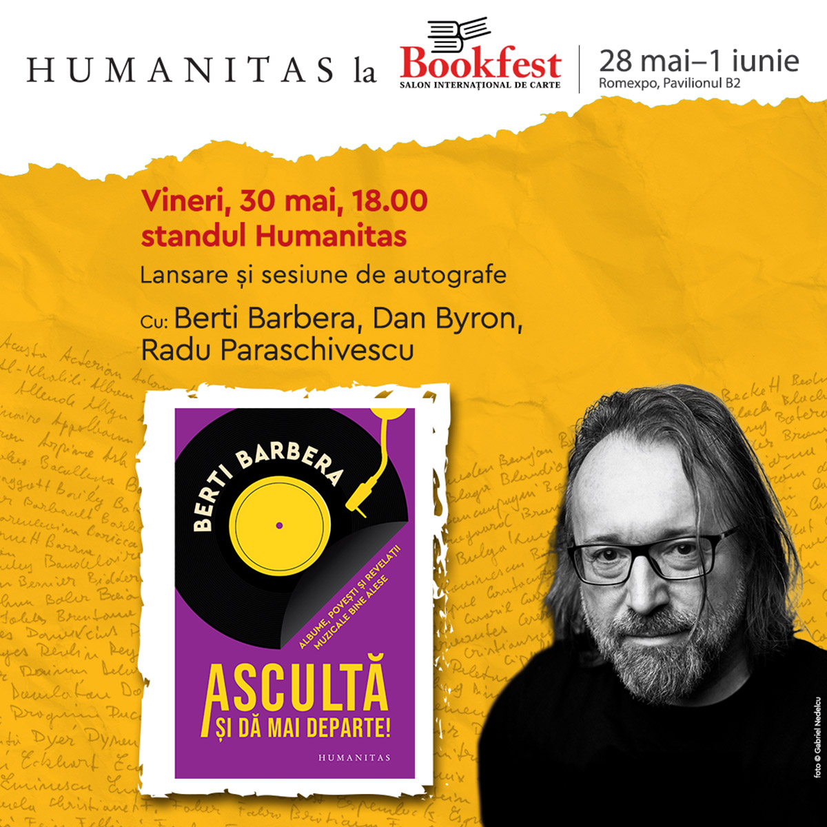 Berti Barbera lansează prima sa carte: Ascultă și dă mai departe!