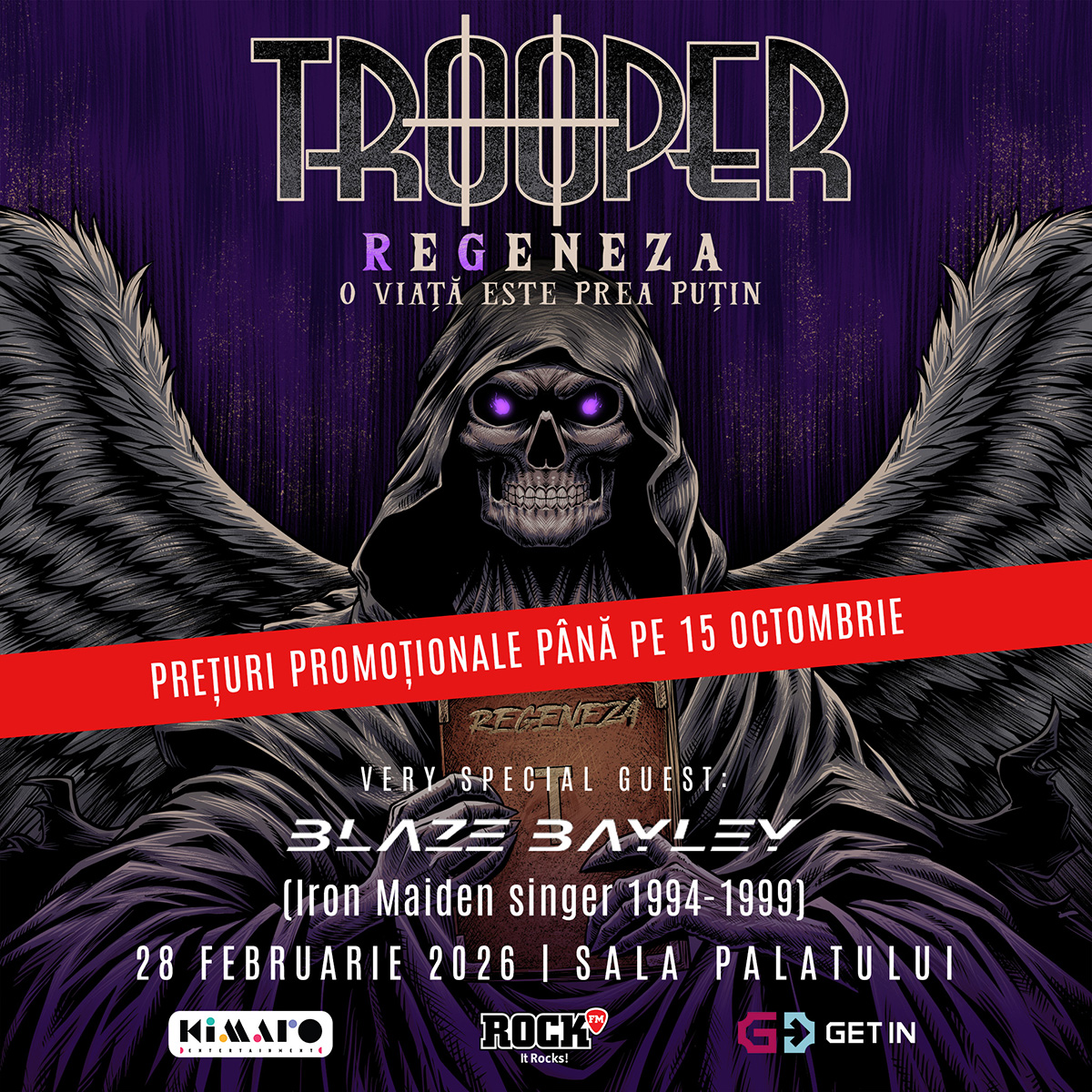 Trooper revine la Sala Palatului cu „Regeneza” și un invitat special: Blaze Bayley (ex-Iron Maiden)
