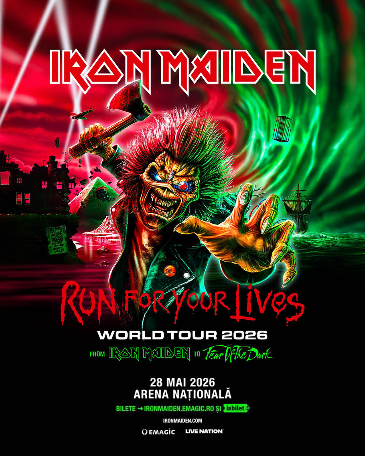 Iron Maiden revin la București pe Arena Națională, cu turneul „Run For Your Lives”