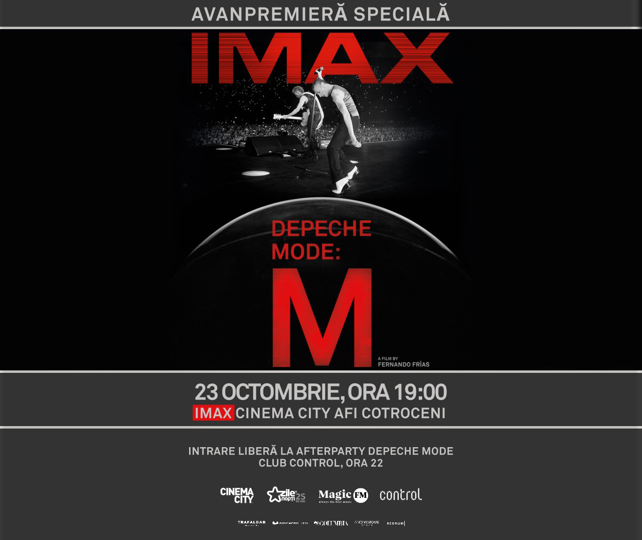 Câștigă invitații la avanpremiera filmului-concert „Depeche Mode: M”, la IMAX - Cinema City AFI Cotroceni