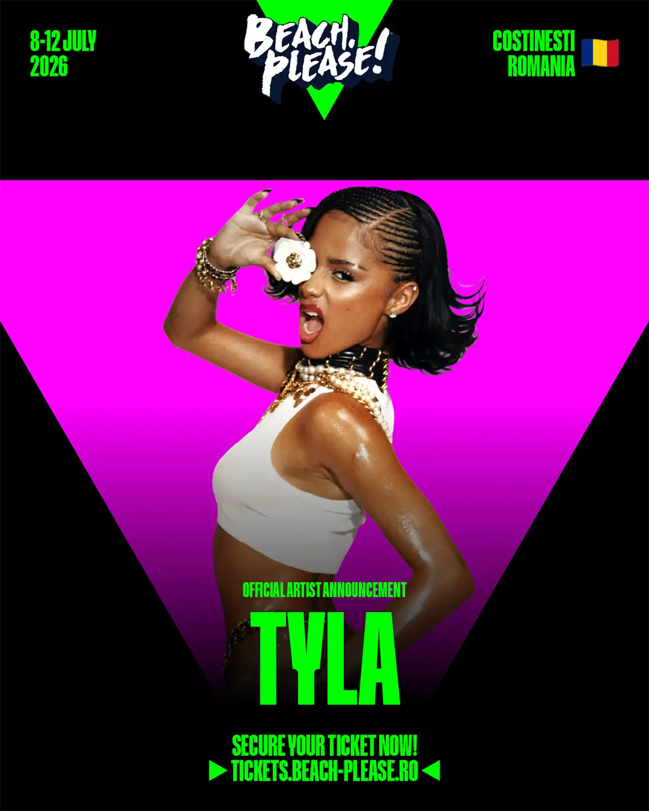 Tyla vine la Beach, Please!