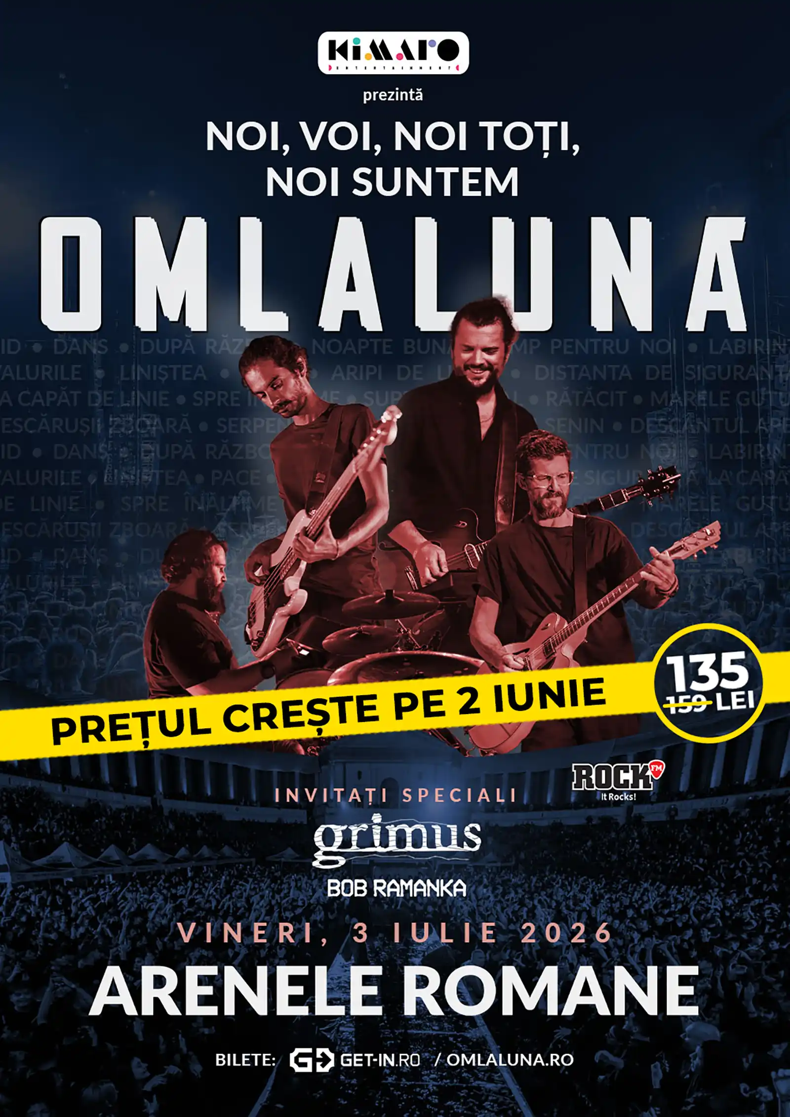 om la lună, cel mai mare show din istoria trupei. Grimus și Bob Ramanka invitați speciali
